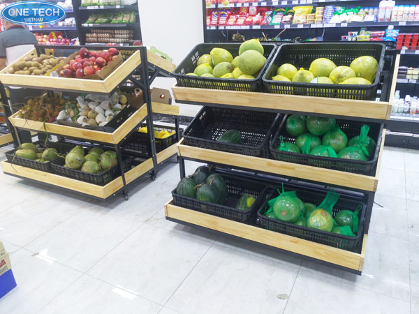Sản phẩm kệ trưng bày trái cây của Tập đoàn Onetech đang được nhiều siêu thị lắp đặt