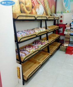 Kệ rau củ quả 4 tầng khay gỗ