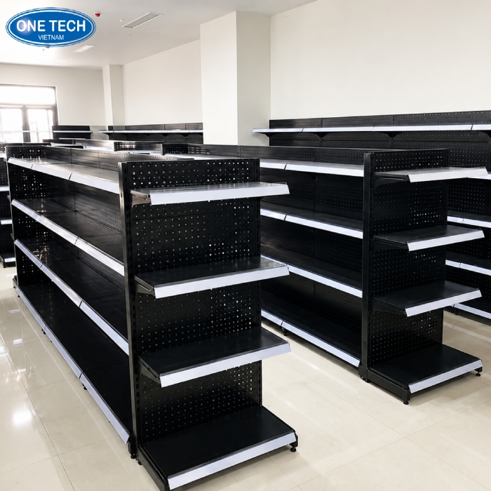 Alternative view of Giá kệ siêu thị đôi tôn đục lỗ 4 tầng  Cao 150cm Dài 90cm
