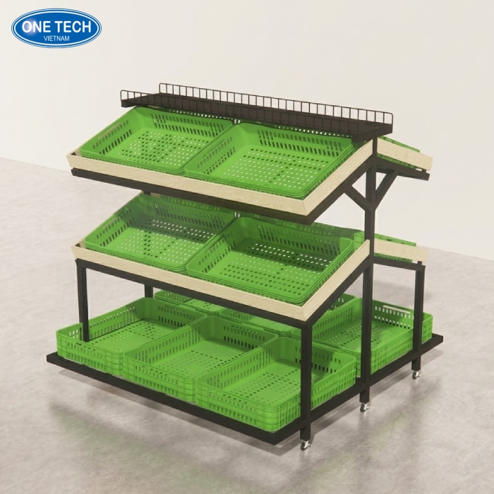 Kệ khung sắt khay nhựa 3 tầng