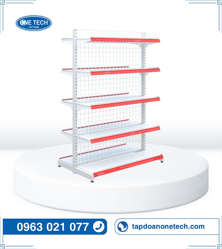 Kệ siêu thị đôi lưng lưới 5 tầng x C180 x D120