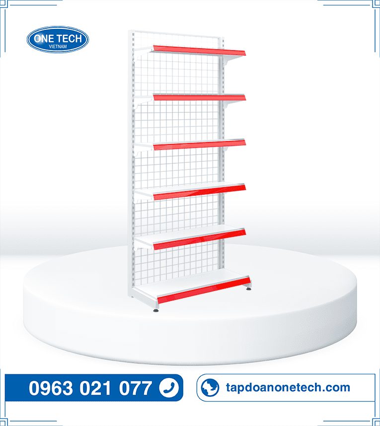 Kệ siêu thị đơn lưng lưới 6 tầng x C210 x D90 (cm)