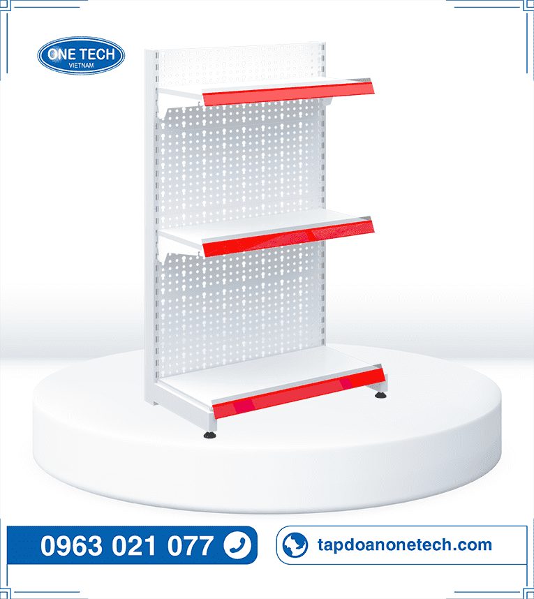 Kệ siêu thị đơn tôn đục lỗ 3 tầng x C120 x D70 (cm)