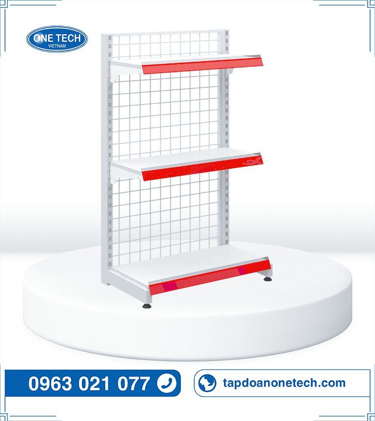 giá kệ siêu thị đơn lưng lưới 3 tầng C120xD70