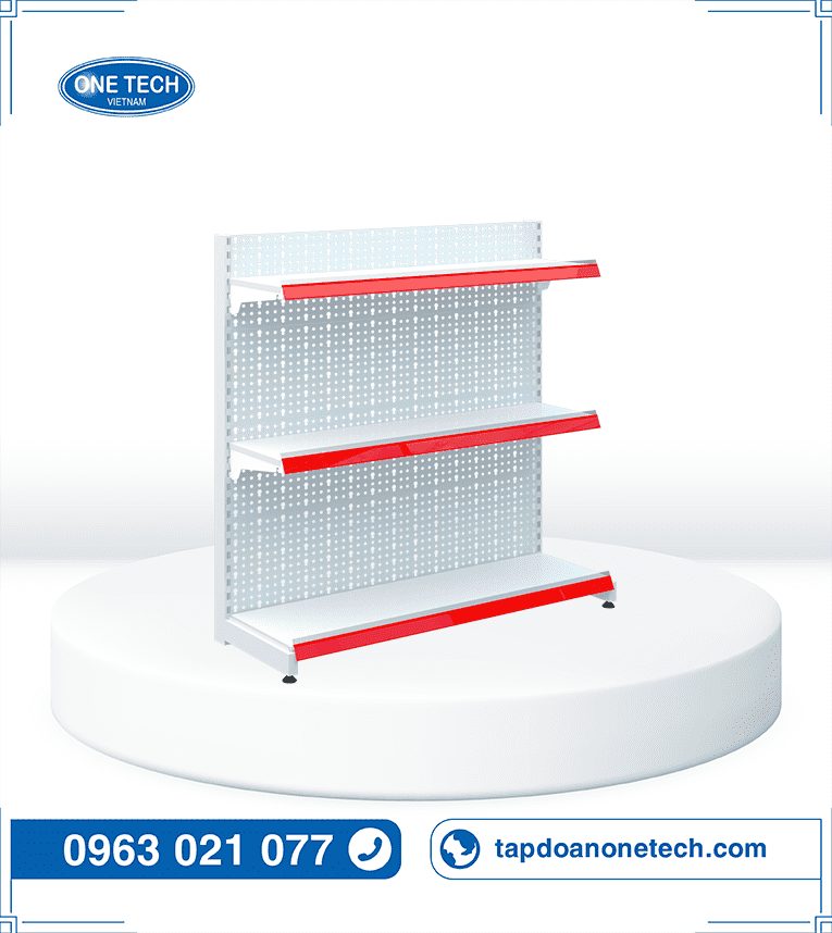 Kệ siêu thị đơn tôn đục lỗ 3 tầng x C120 x D120 (cm)