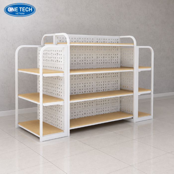 Kệ đôi tôn lỗ mâm gỗ khung sắt