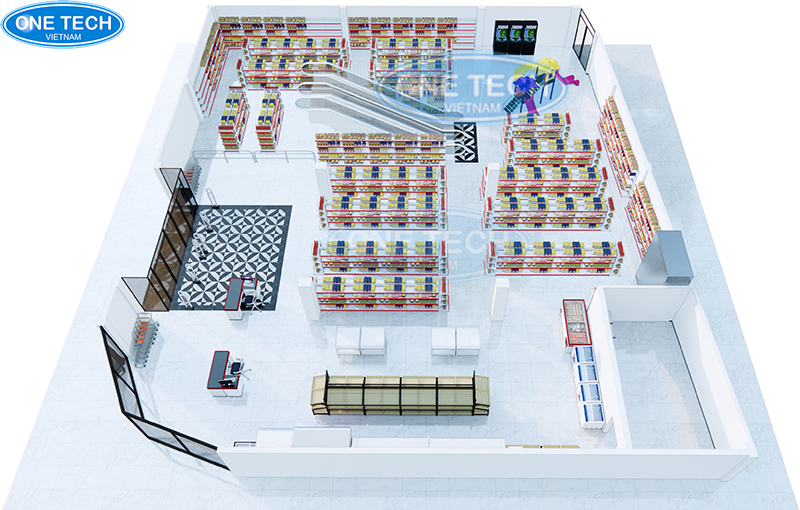 Thiết kế nội thất siêu thị mini trong tầng thương mại của chung cư