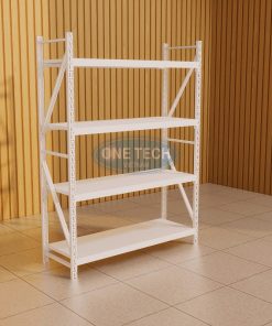 Kệ trung tải 3T One Tech x 4 tầng màu trắng mang đến không gian sáng sủa, tinh tế