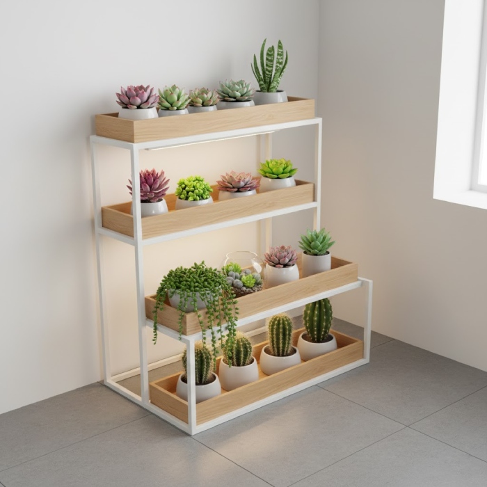 ke khung sat mam go de chau cay sen da