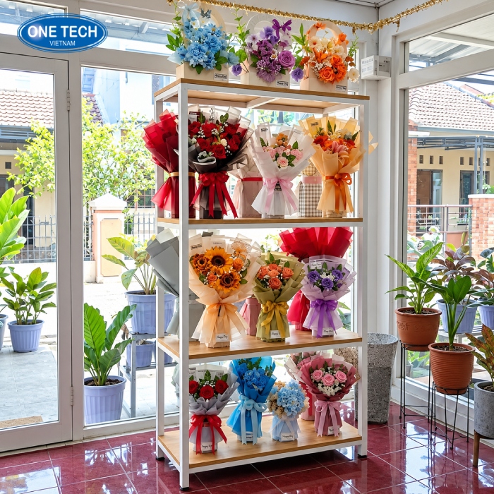 Kệ gỗ khung sắt