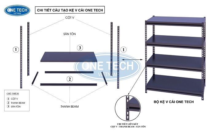 Cấu tạo kệ v cài 6 tầng