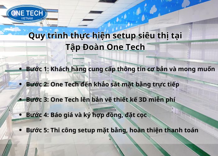 Các bước thực hiện dịch vụ setup siêu thị tại Tập Đoàn One Tech