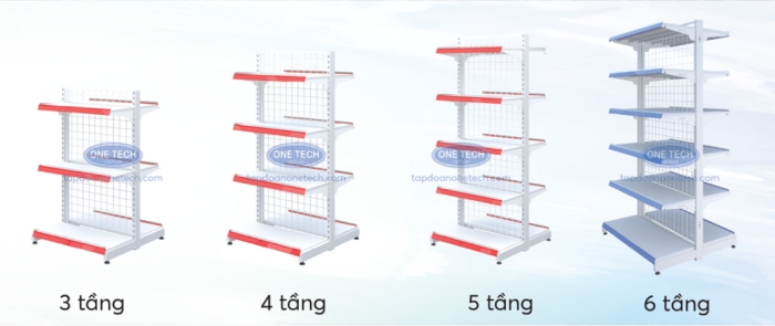 Kệ đôi lưng lưới, khung sắt, mâm tầng rộng