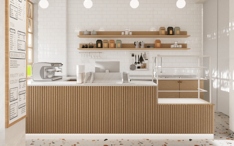 Mẫu quầy thu ngân quán coffee thiết kế đơn giản, đẹp