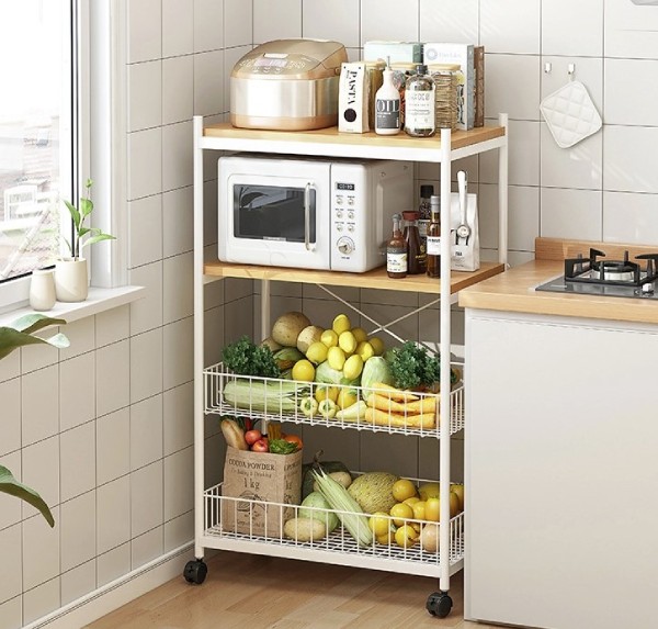 Sử dụng kệ đặt lò nướng giúp không gian trở nên ngăn nắp hơn