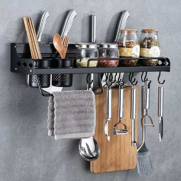 Mẫu kệ inox treo tường đựng dao kéo