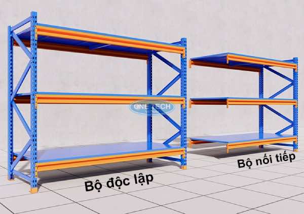 Kệ sử dụng 4 chân trụ độc lập, khung thép bền bỉ