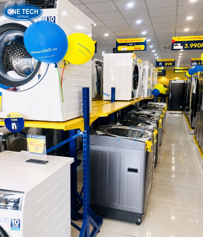 Kệ trưng bày máy giặt cho siêu thị điện máy