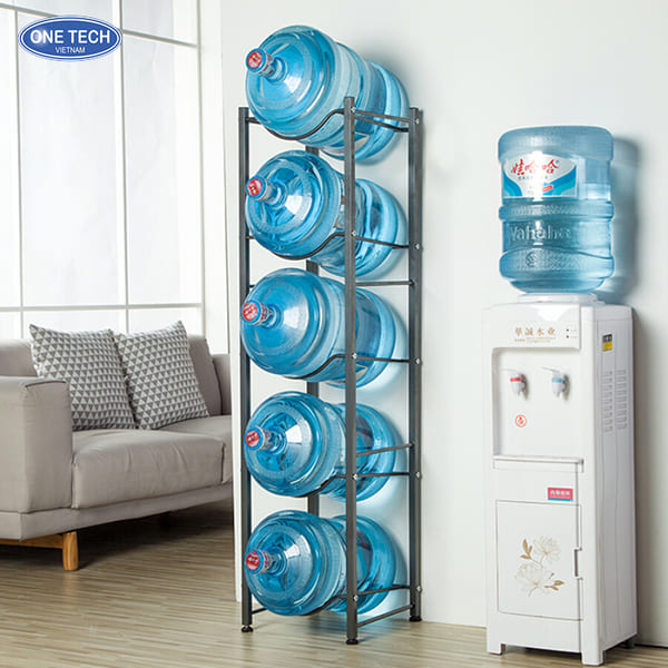 Mỗi tầng dùng khung sắt võng giữ bình cố định, không trượt