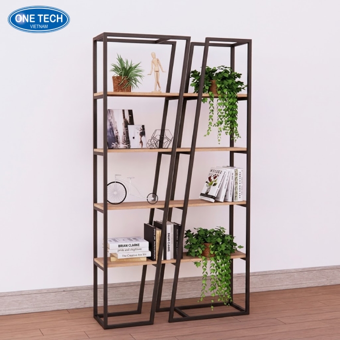 Kệ sắt mâm gỗ 4 tầng