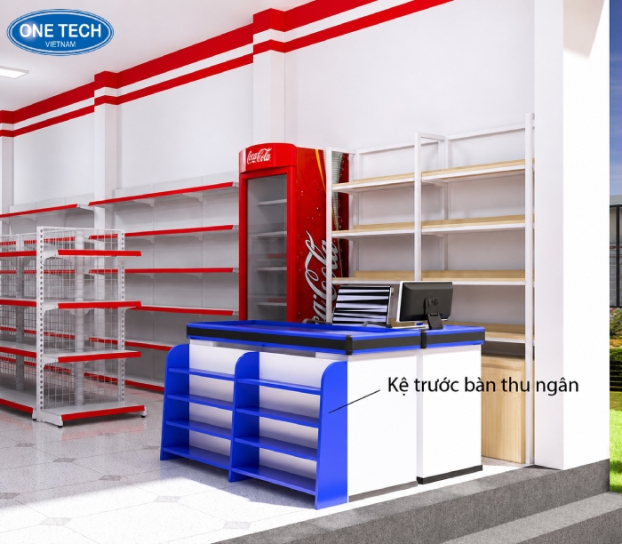 Kệ bày hàng mini trước bàn thu ngân có đặc điểm nhỏ gọn