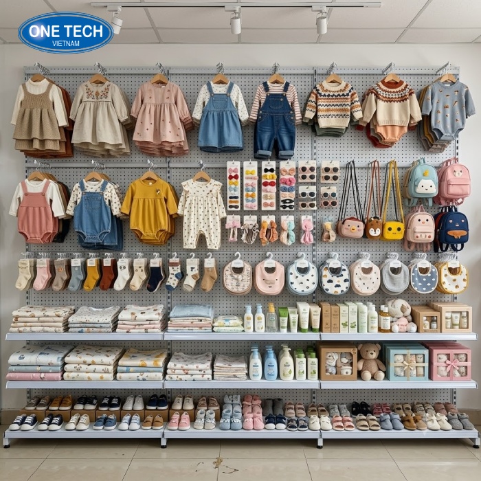 Mẫu kệ tôn đột lỗ sử dụng móc treo bi bày quần áo trẻ em