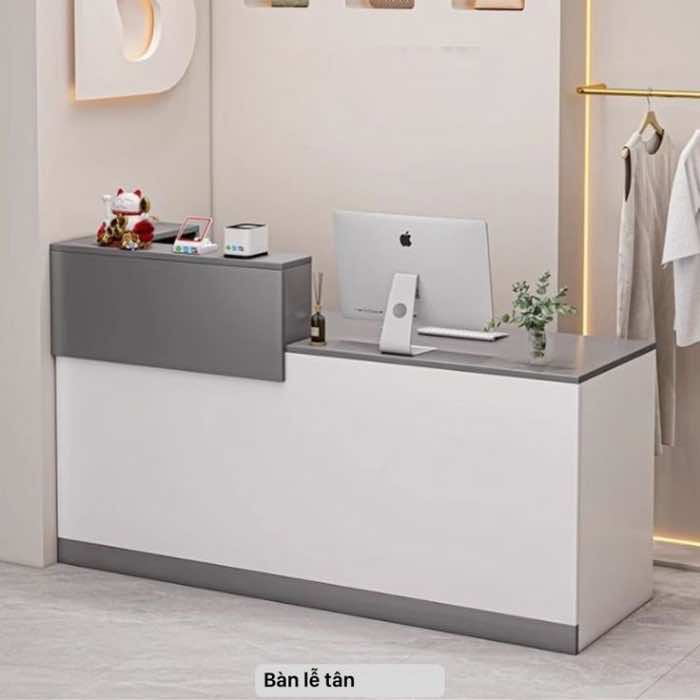 Quầy thanh toán hóa đơn bằng gỗ, sơn tone màu trắng