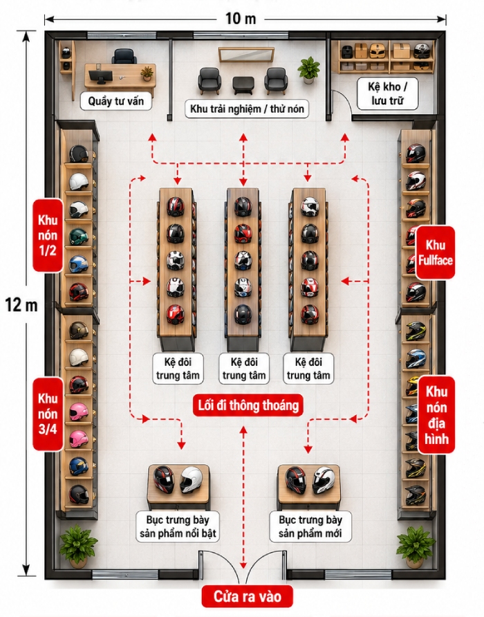 thiet ke cua hang ban mu bao hiem 100m2