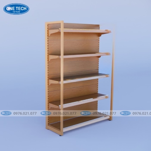 Kệ siêu thị vân gỗ bày nụ trầm, que nhang