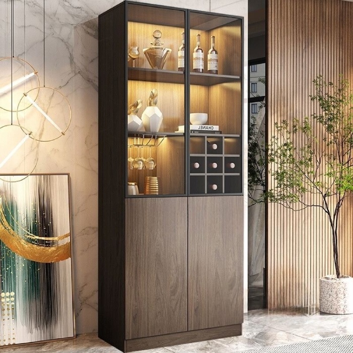 Tủ gỗ cánh kính để vật phẩm Ngũ Hành