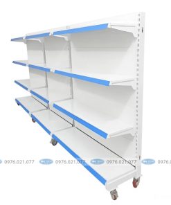 Kệ siêu thị lưng tôn liền sử dụng bánh xoay