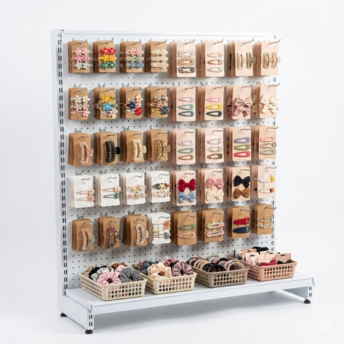 Mâm đáy rộng có thể để rỗ đựng nhiều chun buộc tóc khác nhau