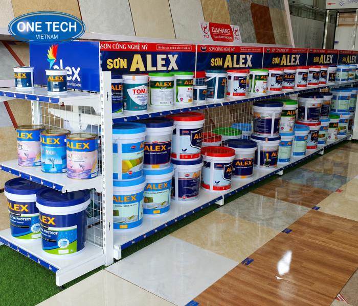 Kệ trưng bày sơn nước lưng lưới