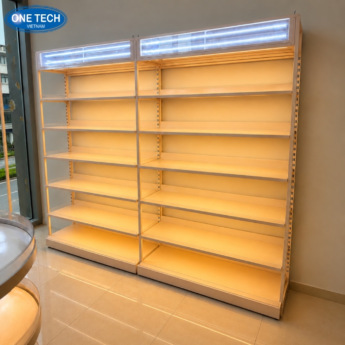 Alternative view of Kệ khung sắt mâm tôn lắp đèn Led dưới mâm