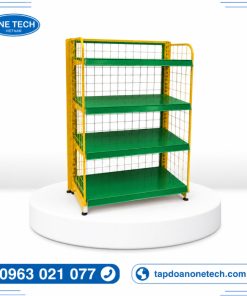 Kệ siêu thị màu xanh lá lưng lưới