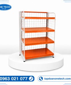 Kệ siêu thị màu cam lưng lưới