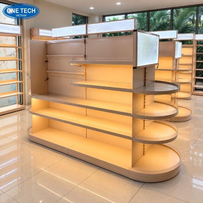 Kệ trưng bày đèn Led dưới mâm