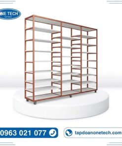 Kệ khung sắt mâm gỗ nhiều tầng có bánh xe