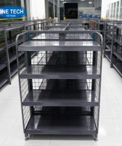 Kệ lưng lưới sơn đen 4 tầng
