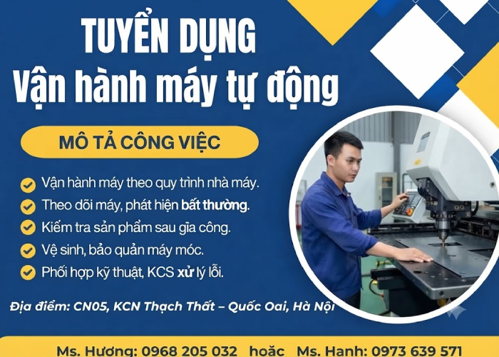 Tuyển dụng vận hành máy tự động